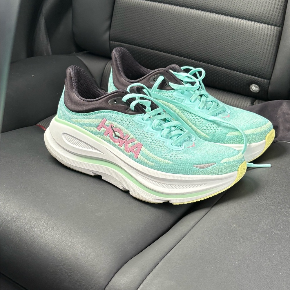 Hoka One One Aqua and Pink Athletic Shoes